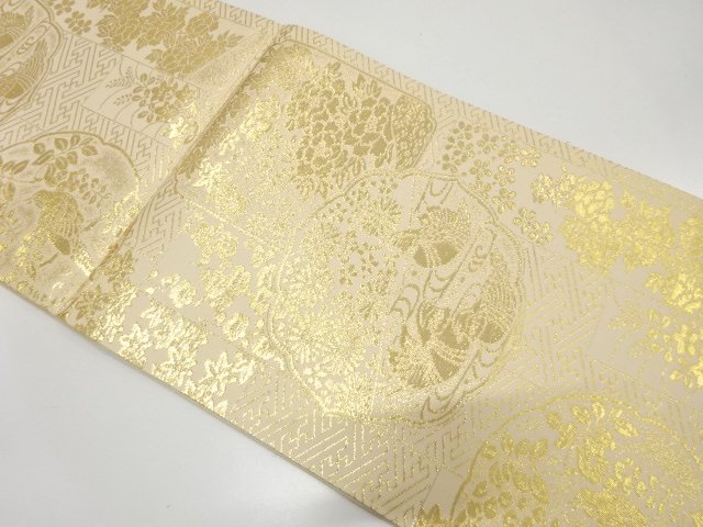 JAPANESE KIMONO / ANTIQUE FUKURO OBI / SILK / WOVEN UME